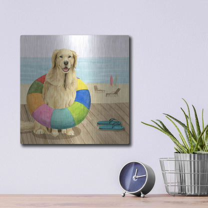 Luxe Metal Art 'Let's Go for a Boardwalk III' by Grace Popp, Metal Wall Art,12x12