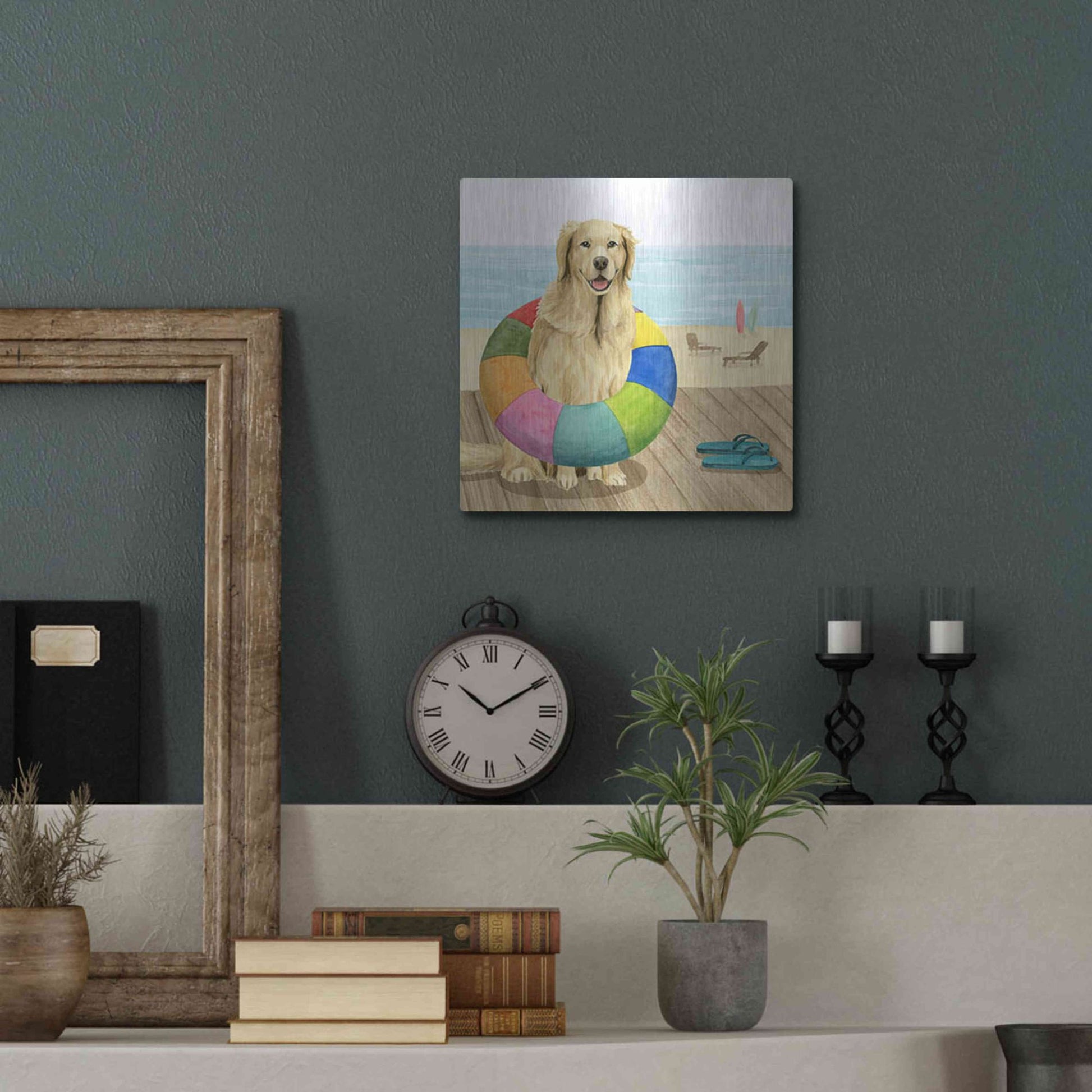 Luxe Metal Art 'Let's Go for a Boardwalk III' by Grace Popp, Metal Wall Art,12x12