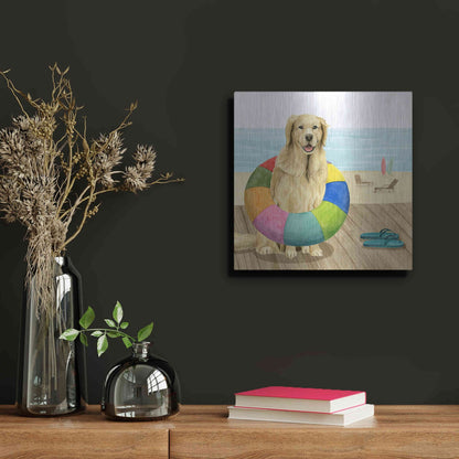 Luxe Metal Art 'Let's Go for a Boardwalk III' by Grace Popp, Metal Wall Art,12x12