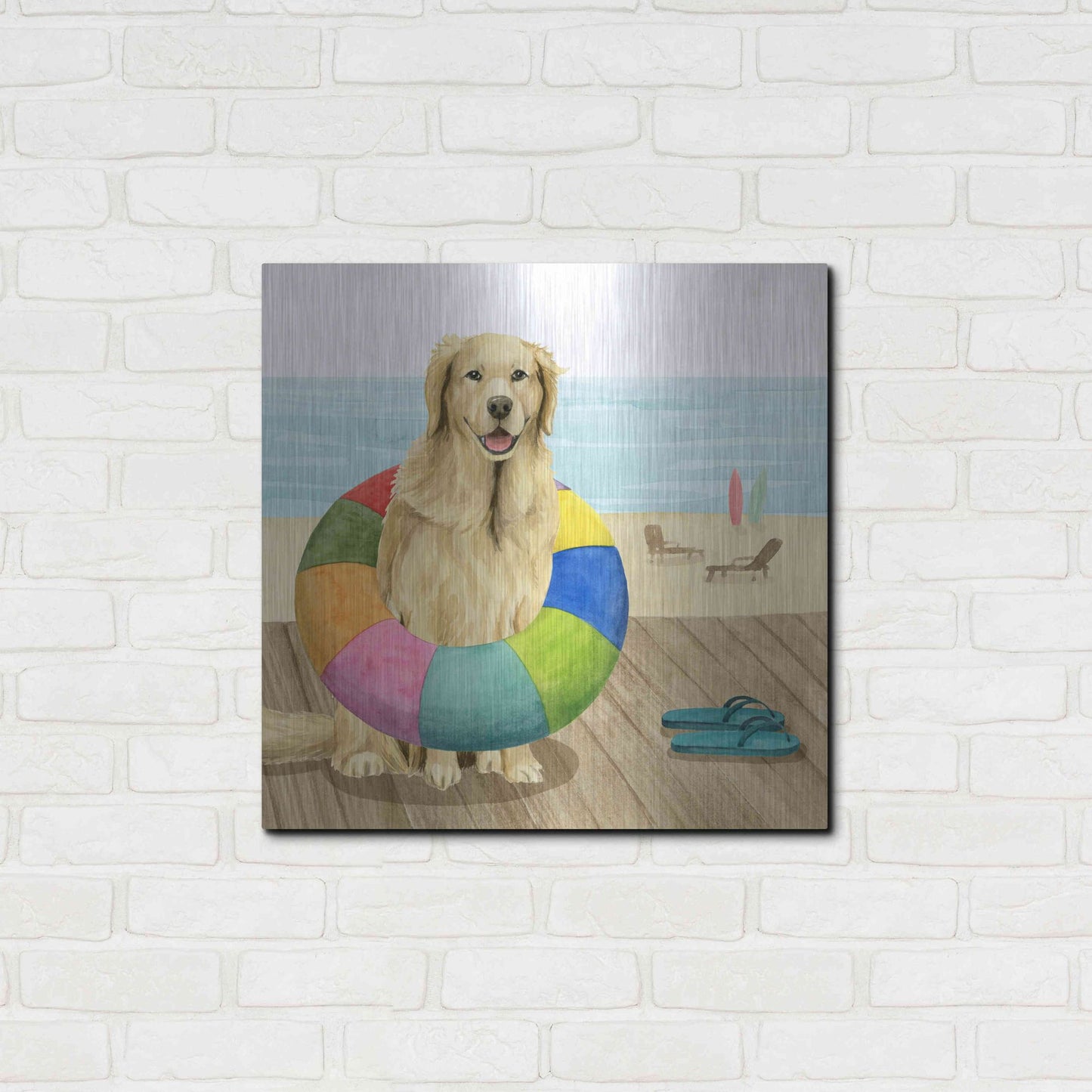 Luxe Metal Art 'Let's Go for a Boardwalk III' by Grace Popp, Metal Wall Art,24x24