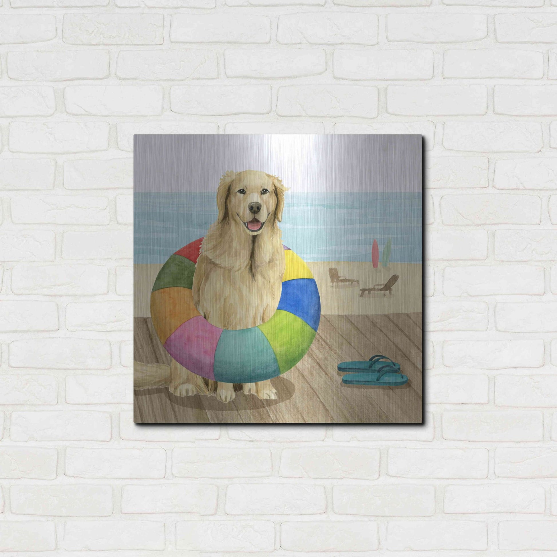 Luxe Metal Art 'Let's Go for a Boardwalk III' by Grace Popp, Metal Wall Art,24x24