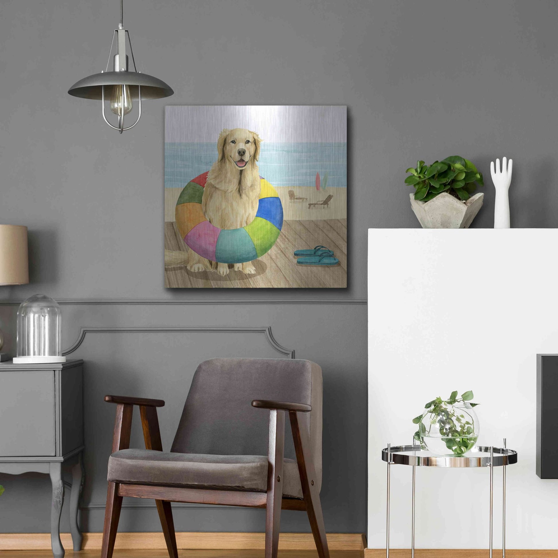 Luxe Metal Art 'Let's Go for a Boardwalk III' by Grace Popp, Metal Wall Art,24x24