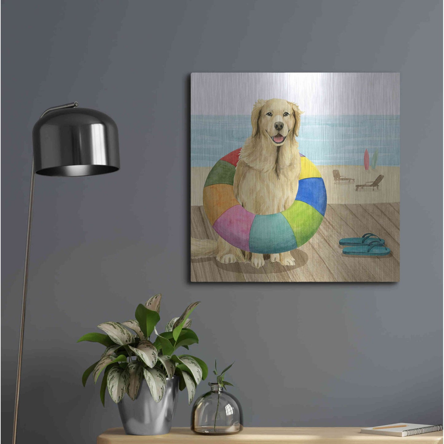 Luxe Metal Art 'Let's Go for a Boardwalk III' by Grace Popp, Metal Wall Art,24x24