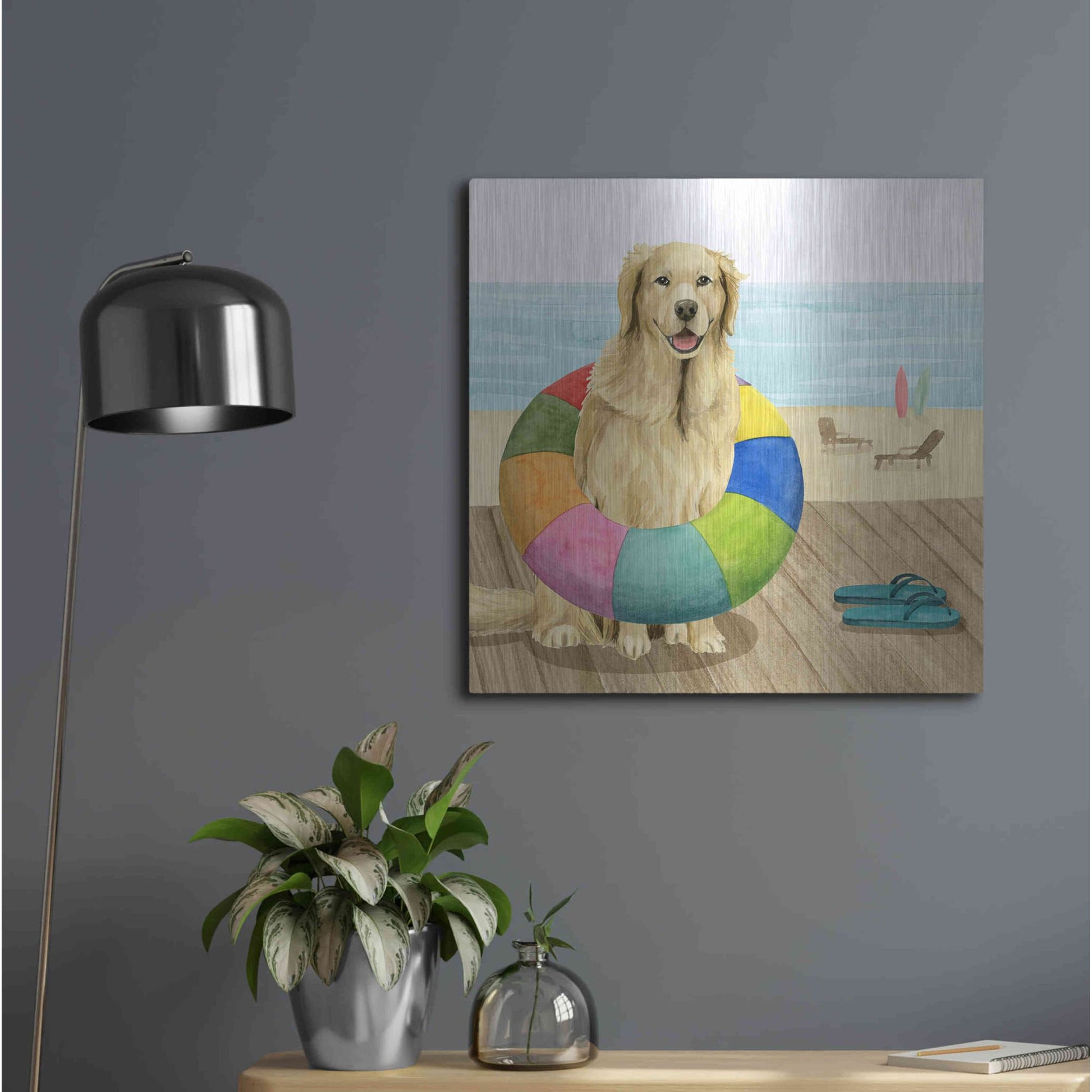 Luxe Metal Art 'Let's Go for a Boardwalk III' by Grace Popp, Metal Wall Art,24x24