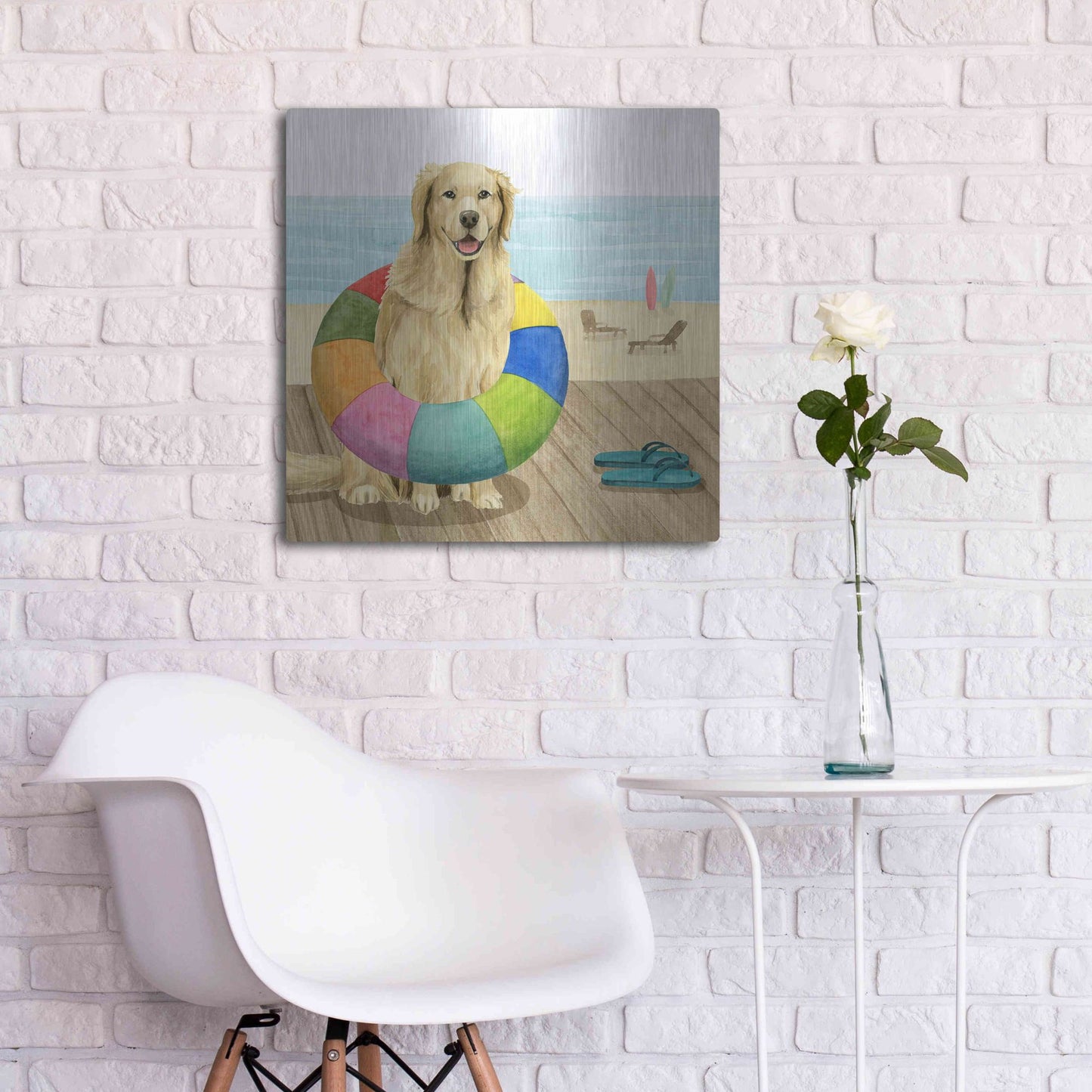 Luxe Metal Art 'Let's Go for a Boardwalk III' by Grace Popp, Metal Wall Art,24x24