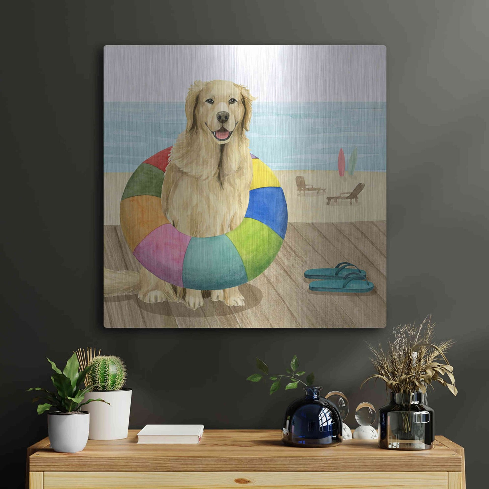 Luxe Metal Art 'Let's Go for a Boardwalk III' by Grace Popp, Metal Wall Art,24x24