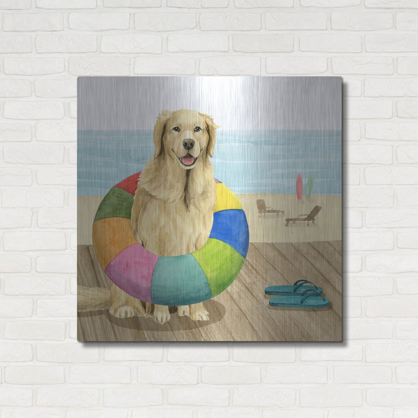 Luxe Metal Art 'Let's Go for a Boardwalk III' by Grace Popp, Metal Wall Art,36x36