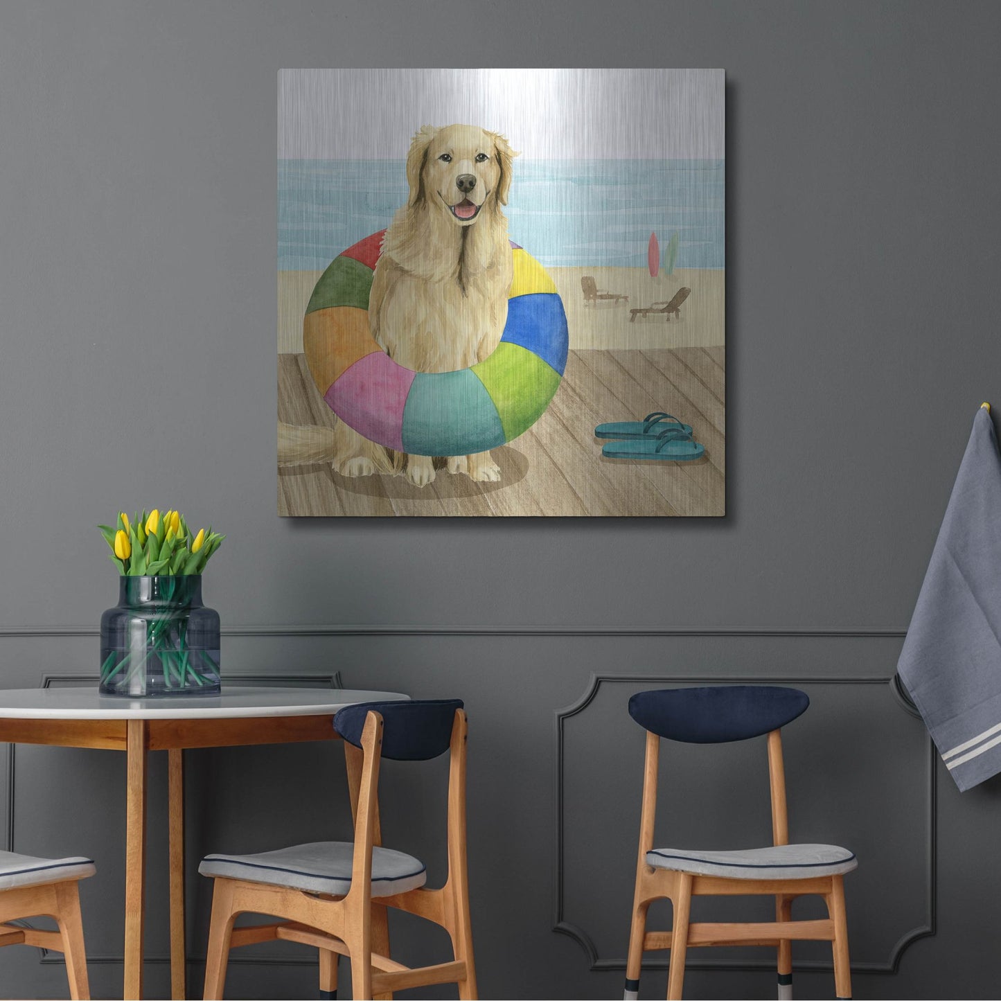 Luxe Metal Art 'Let's Go for a Boardwalk III' by Grace Popp, Metal Wall Art,36x36