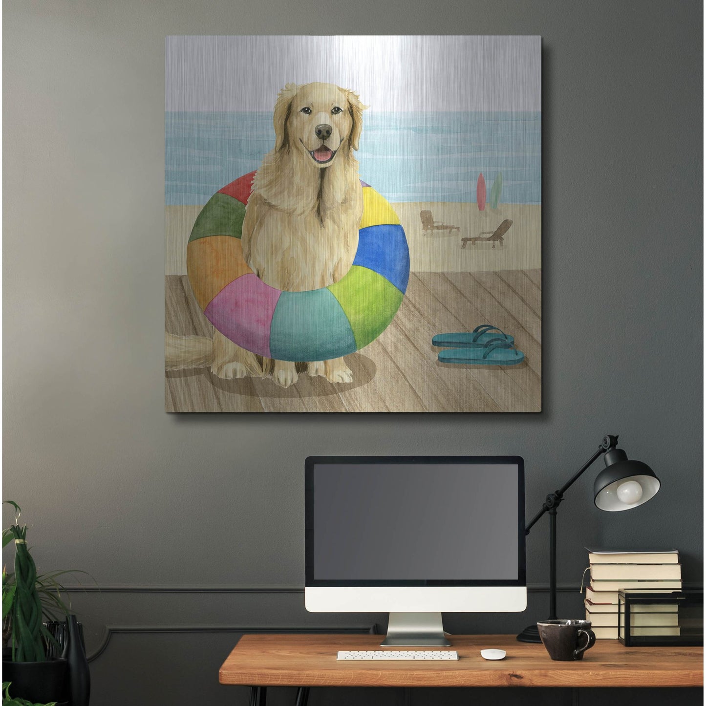 Luxe Metal Art 'Let's Go for a Boardwalk III' by Grace Popp, Metal Wall Art,36x36