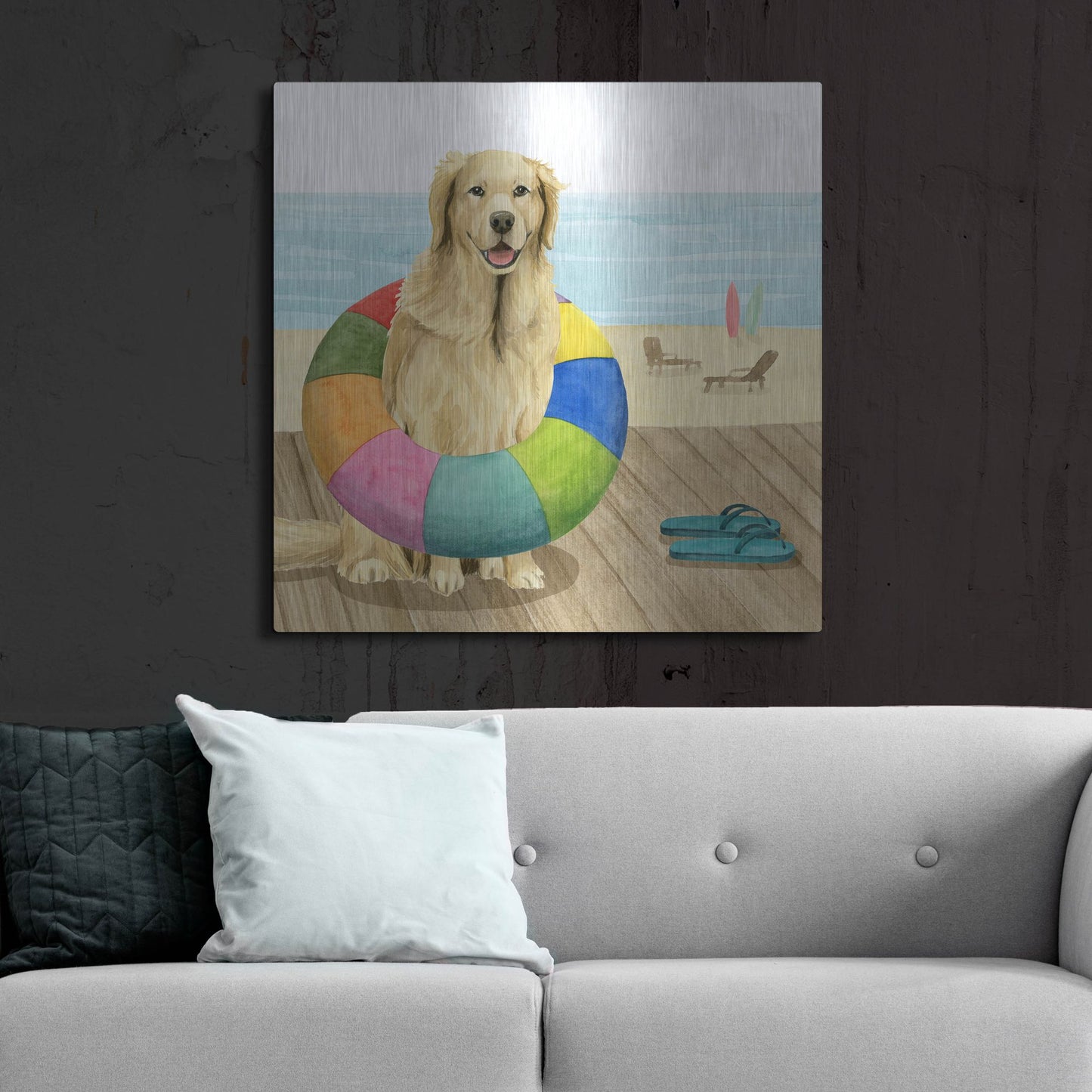 Luxe Metal Art 'Let's Go for a Boardwalk III' by Grace Popp, Metal Wall Art,36x36