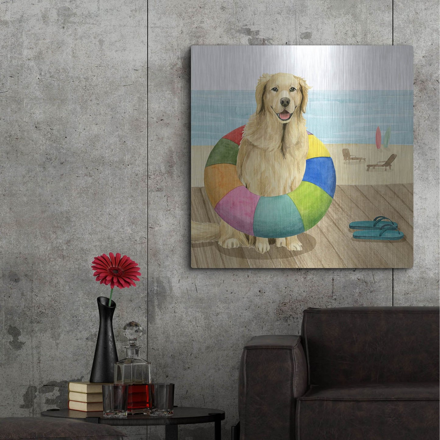 Luxe Metal Art 'Let's Go for a Boardwalk III' by Grace Popp, Metal Wall Art,36x36