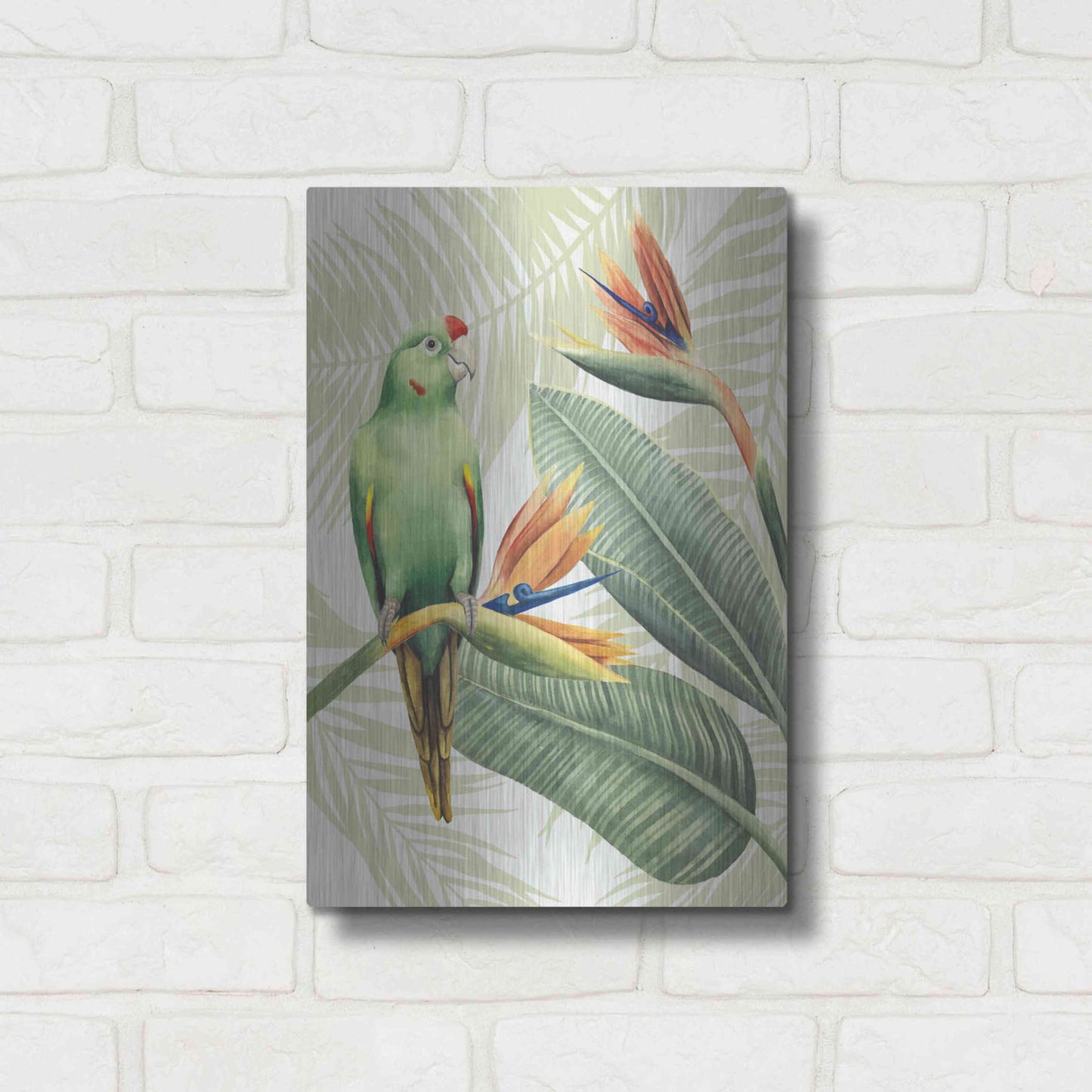 Luxe Metal Art 'Avian Paradise IV' by Grace Popp, Metal Wall Art,12x16