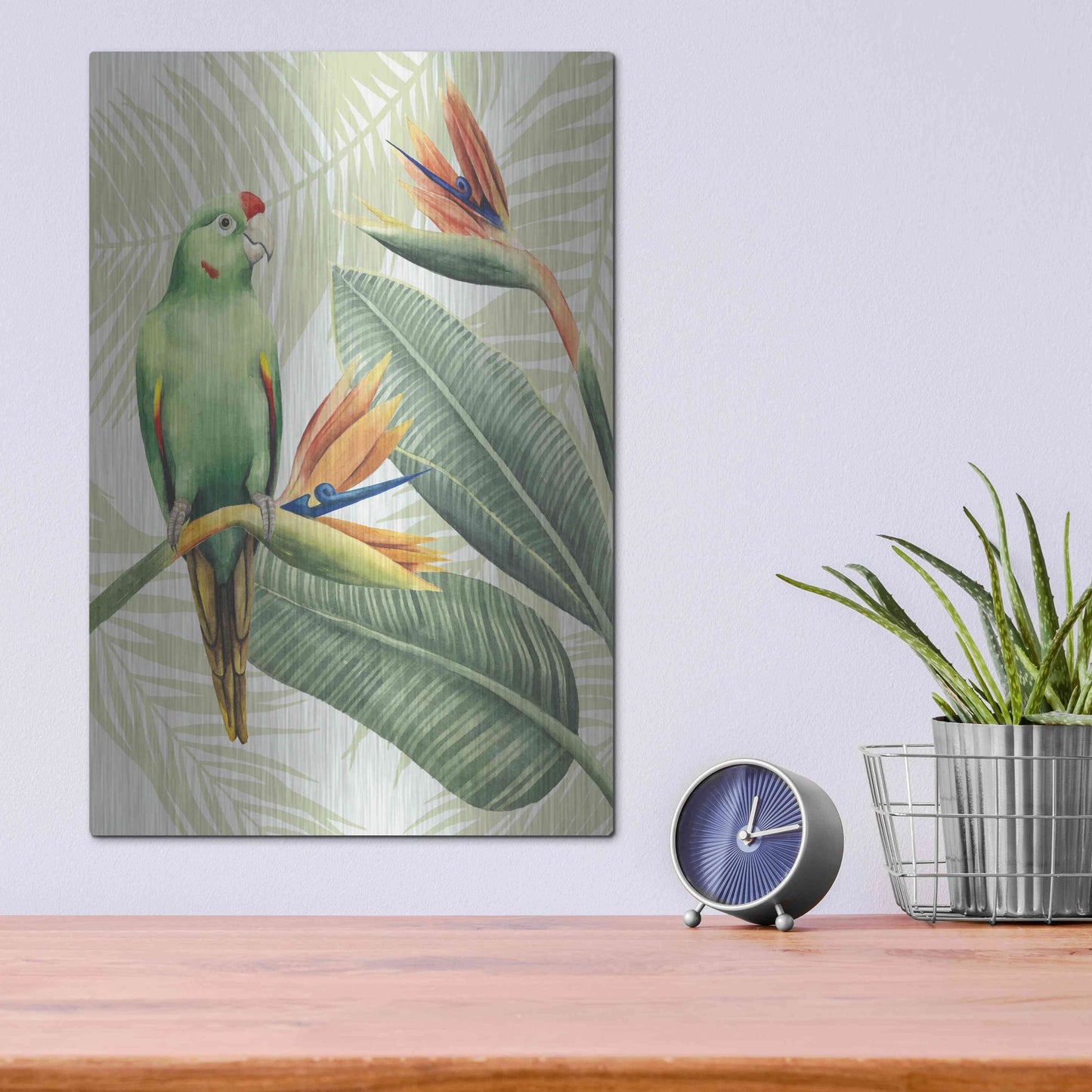 Luxe Metal Art 'Avian Paradise IV' by Grace Popp, Metal Wall Art,12x16