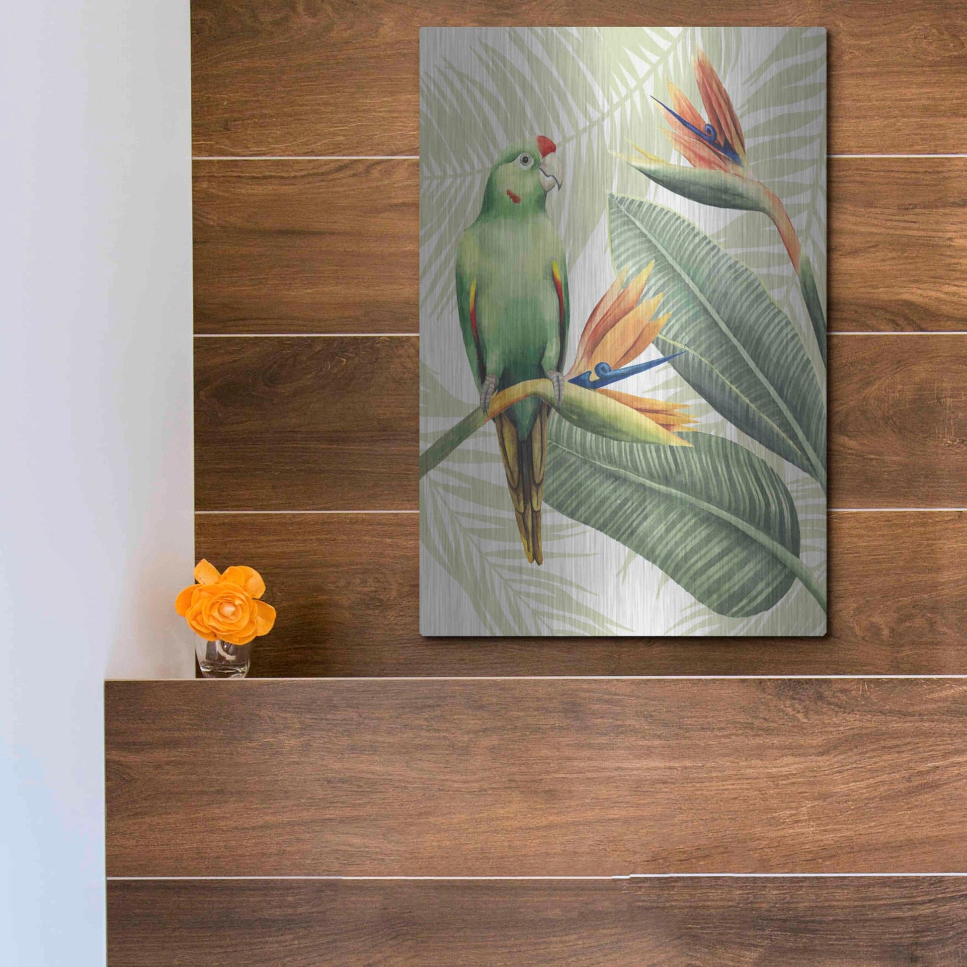 Luxe Metal Art 'Avian Paradise IV' by Grace Popp, Metal Wall Art,12x16