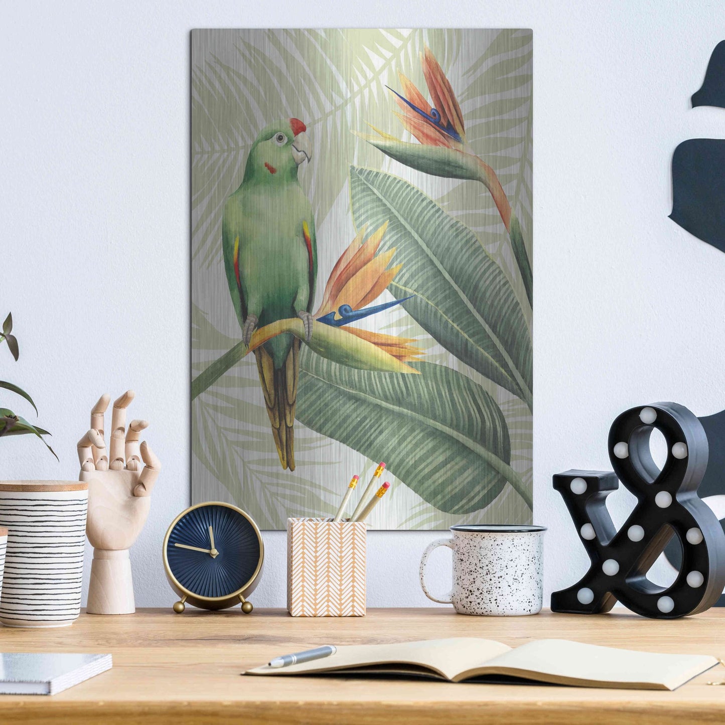 Luxe Metal Art 'Avian Paradise IV' by Grace Popp, Metal Wall Art,12x16