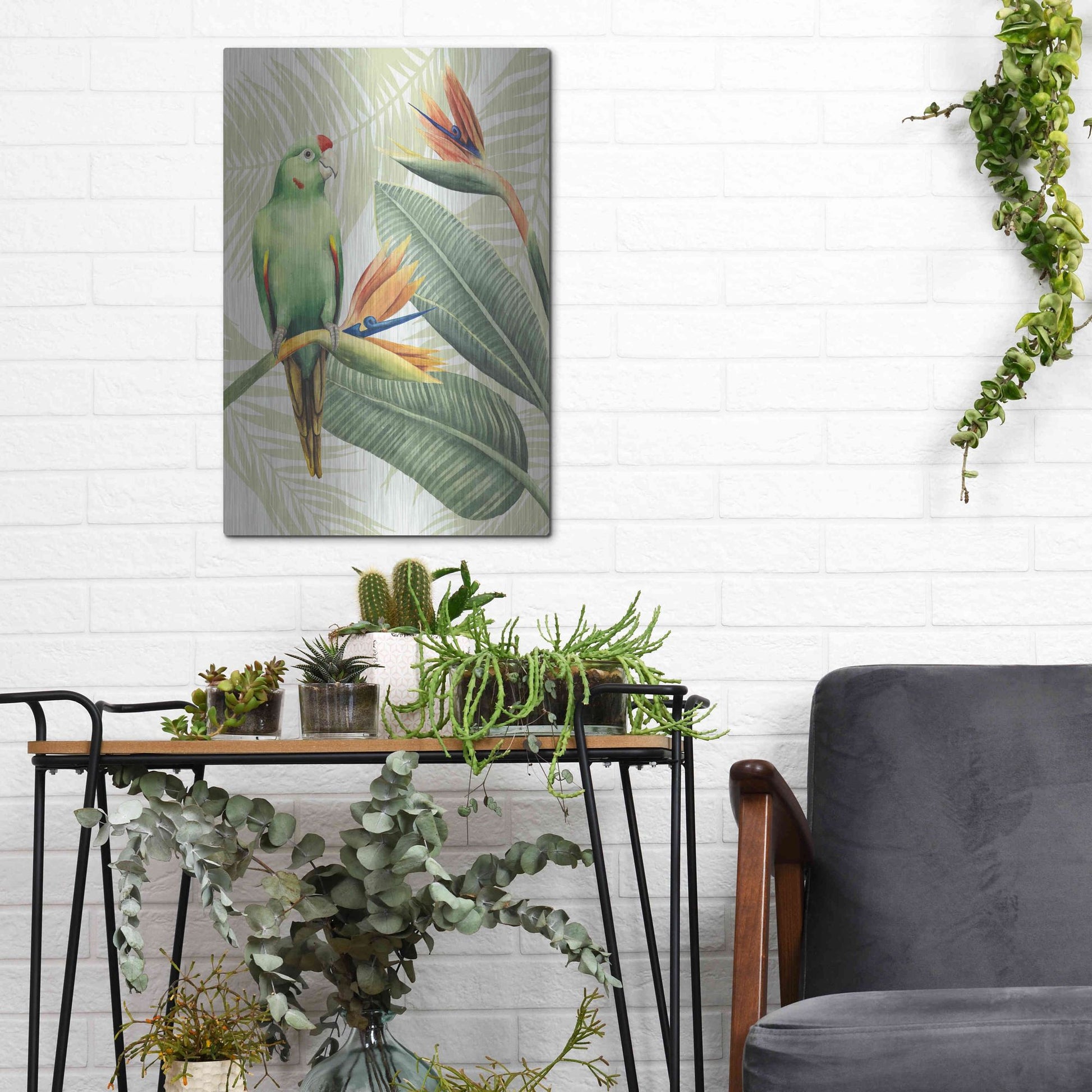 Luxe Metal Art 'Avian Paradise IV' by Grace Popp, Metal Wall Art,12x16