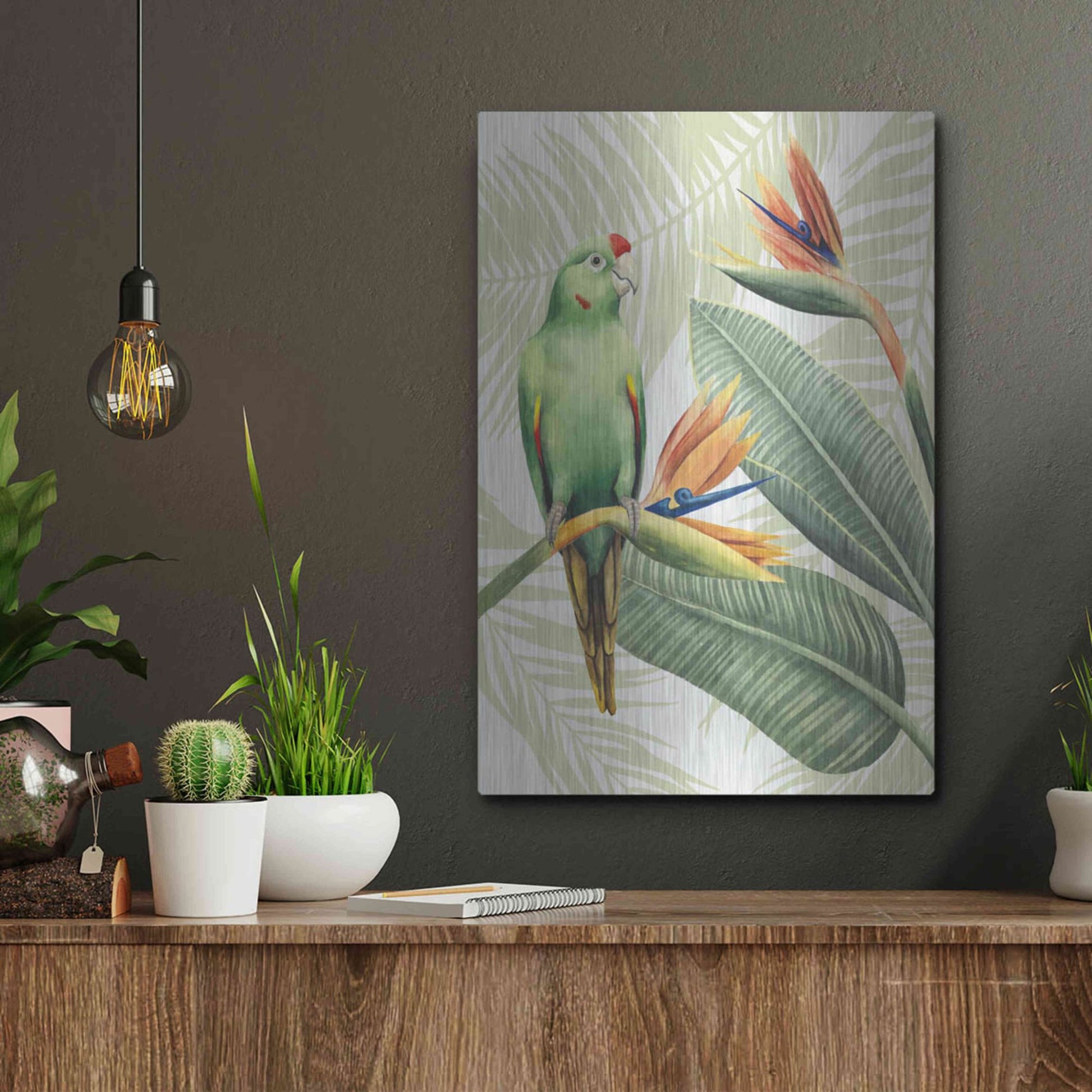 Luxe Metal Art 'Avian Paradise IV' by Grace Popp, Metal Wall Art,12x16