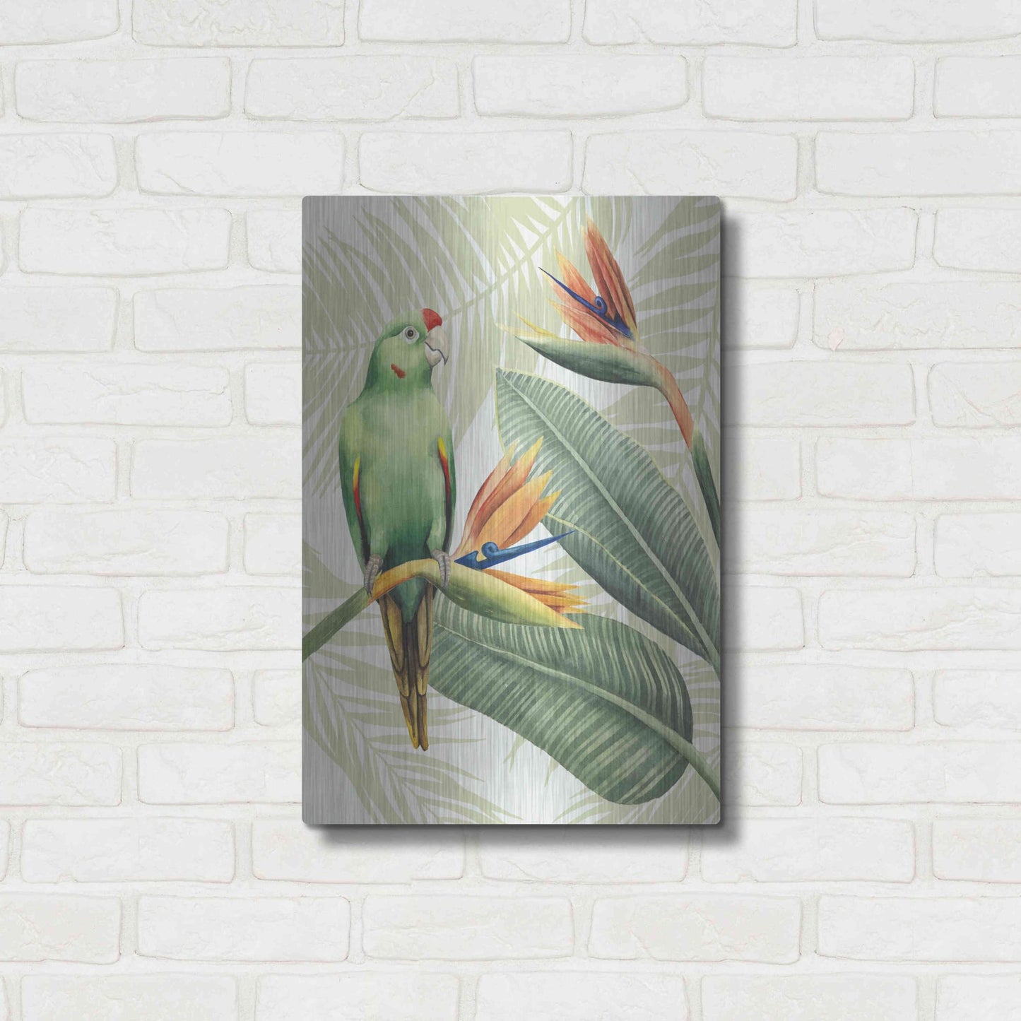 Luxe Metal Art 'Avian Paradise IV' by Grace Popp, Metal Wall Art,16x24