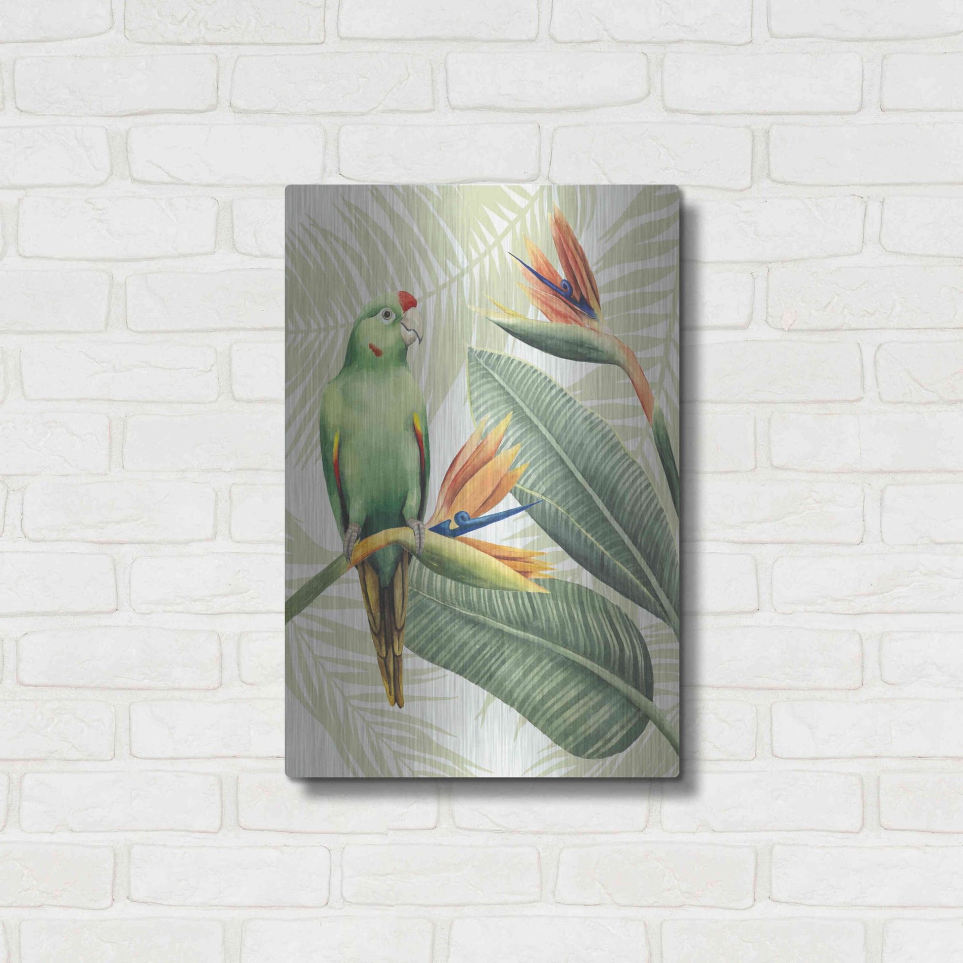 Luxe Metal Art 'Avian Paradise IV' by Grace Popp, Metal Wall Art,16x24