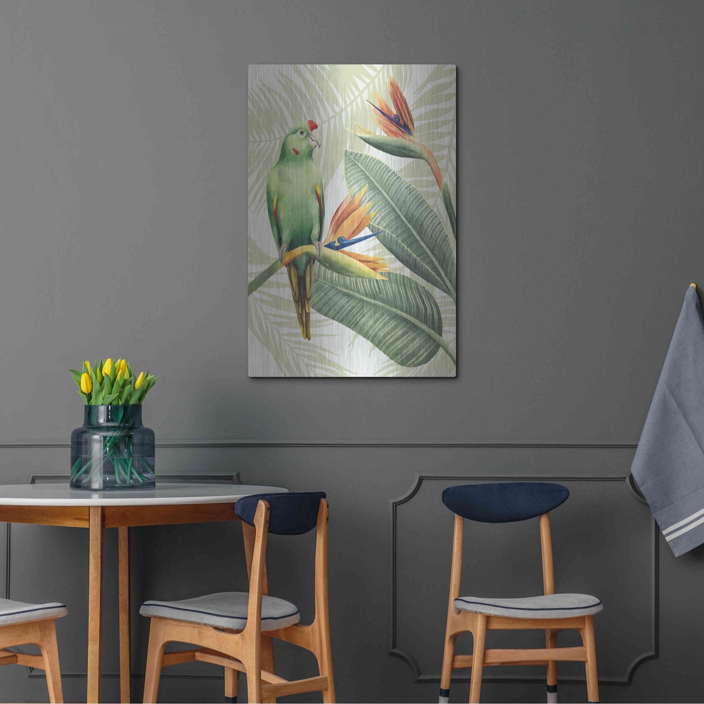 Luxe Metal Art 'Avian Paradise IV' by Grace Popp, Metal Wall Art,24x36