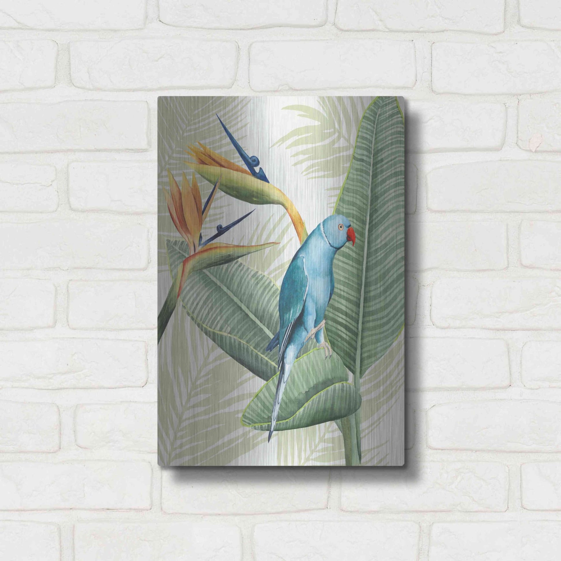 Luxe Metal Art 'Avian Paradise III' by Grace Popp, Metal Wall Art,12x16