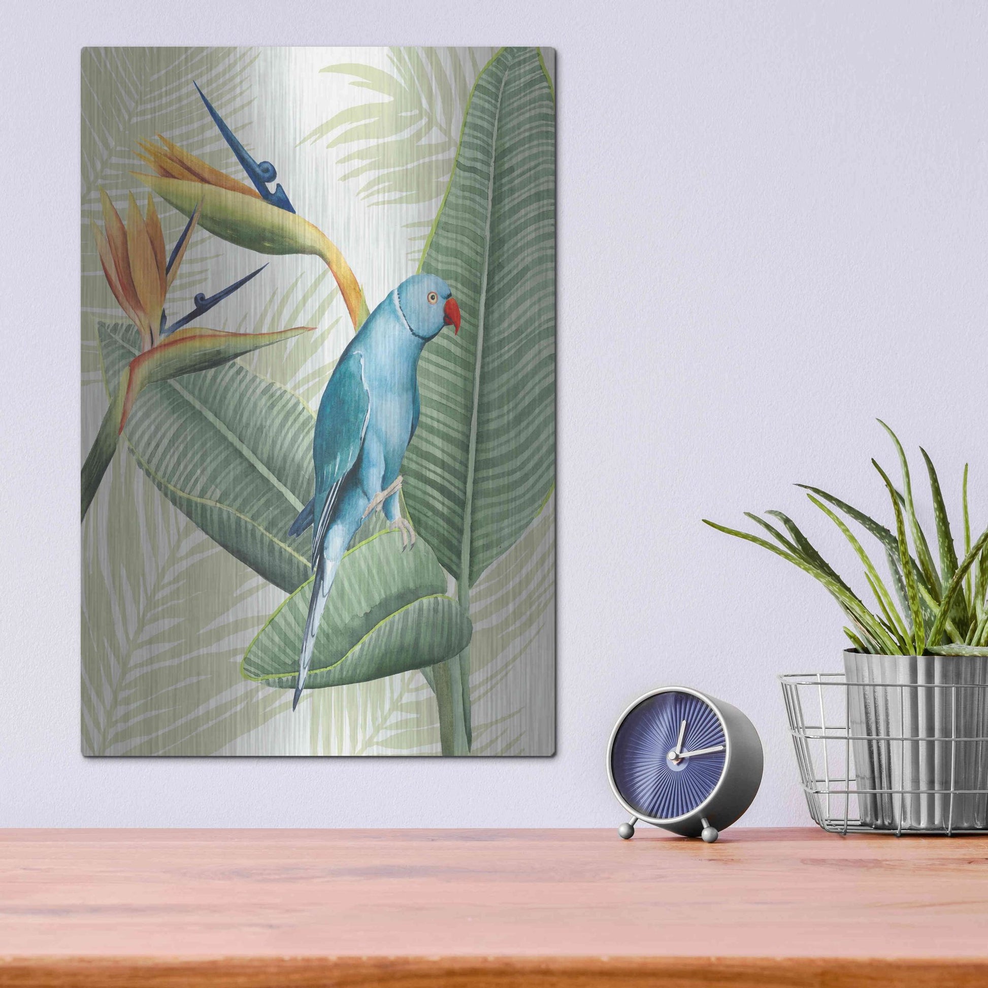 Luxe Metal Art 'Avian Paradise III' by Grace Popp, Metal Wall Art,12x16