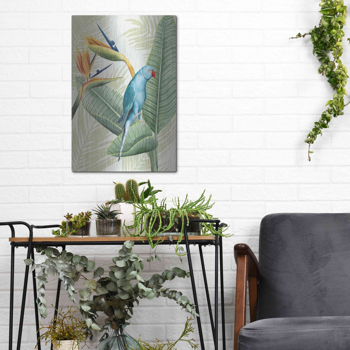 Luxe Metal Art 'Avian Paradise III' by Grace Popp, Metal Wall Art,12x16