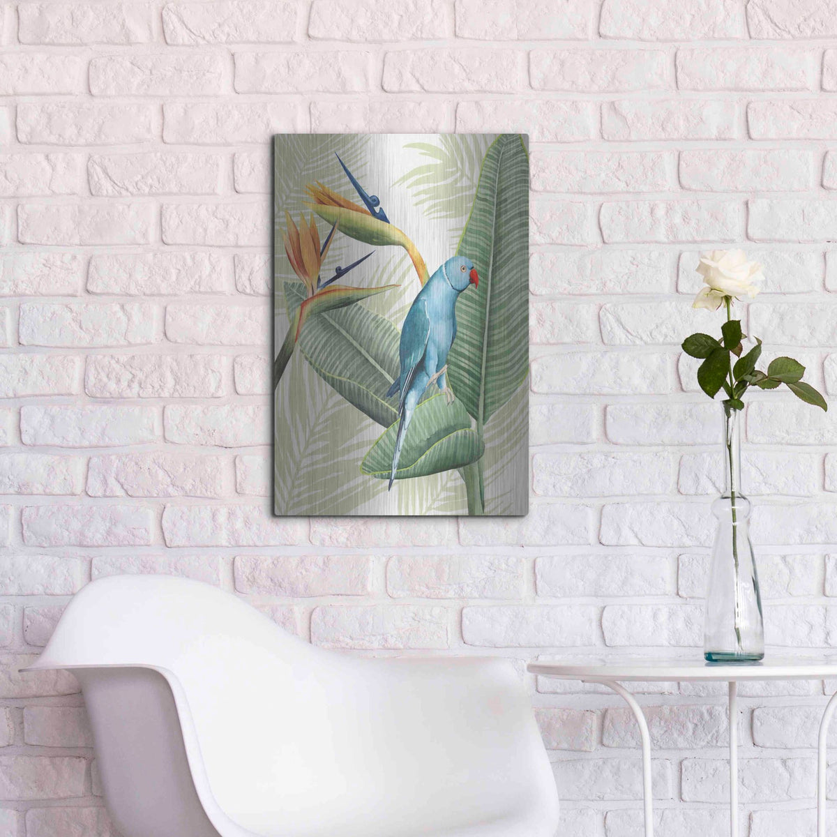 Luxe Metal Art 'Avian Paradise III' by Grace Popp, Metal Wall Art,16x24