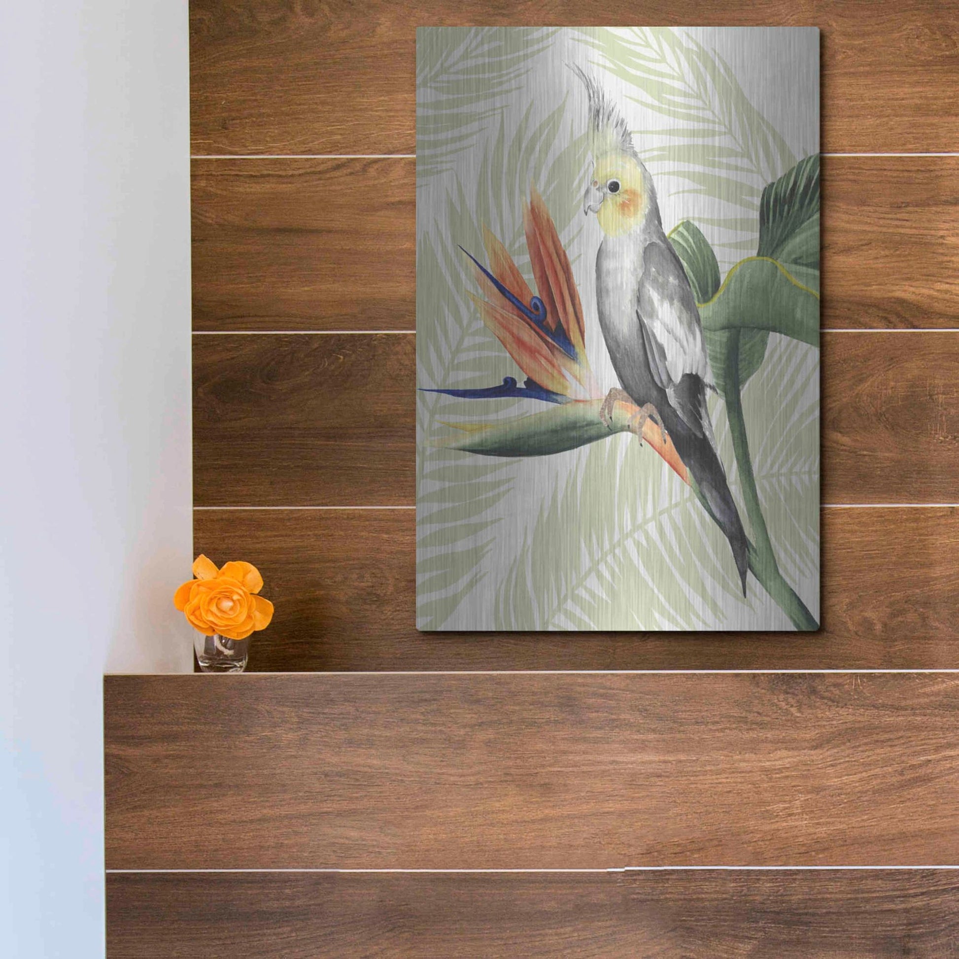 Luxe Metal Art 'Avian Paradise I' by Grace Popp, Metal Wall Art,12x16