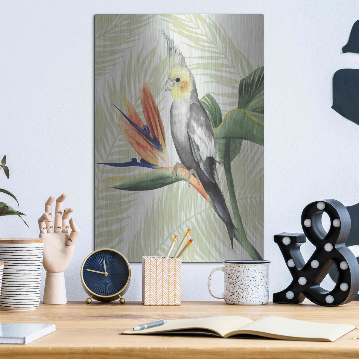 Luxe Metal Art 'Avian Paradise I' by Grace Popp, Metal Wall Art,12x16