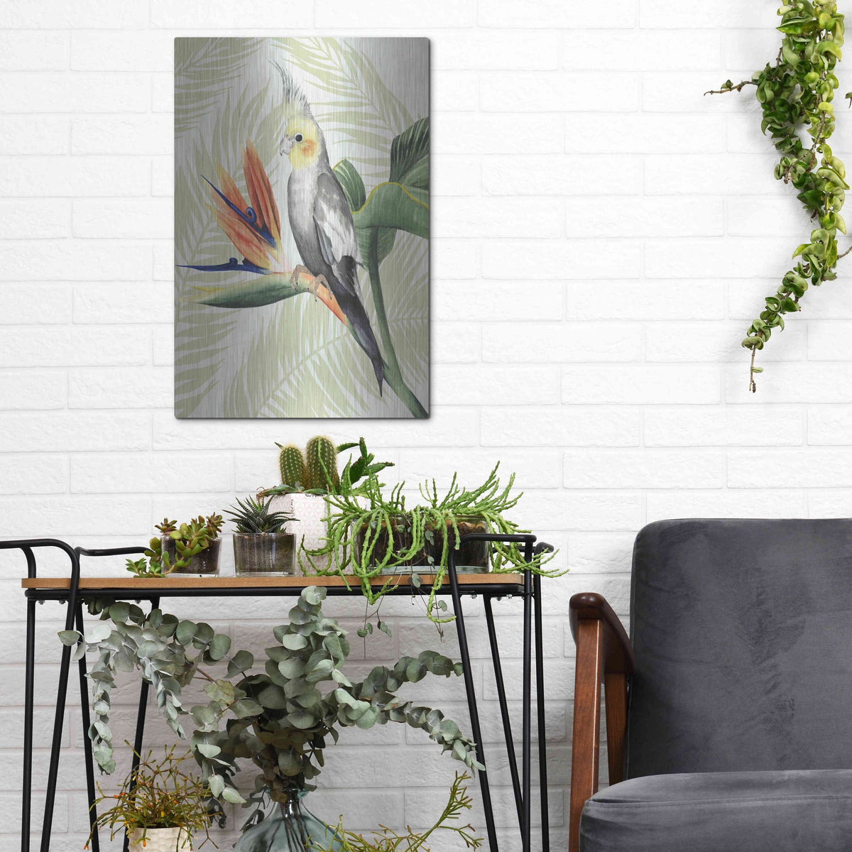 Luxe Metal Art 'Avian Paradise I' by Grace Popp, Metal Wall Art,12x16