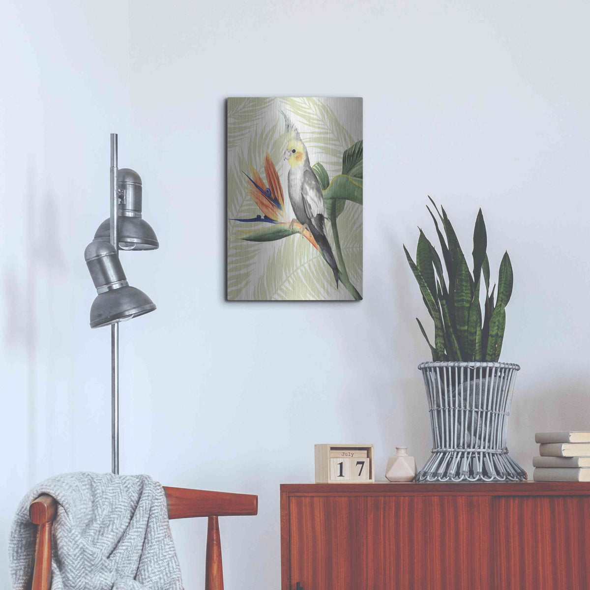 Luxe Metal Art 'Avian Paradise I' by Grace Popp, Metal Wall Art,16x24
