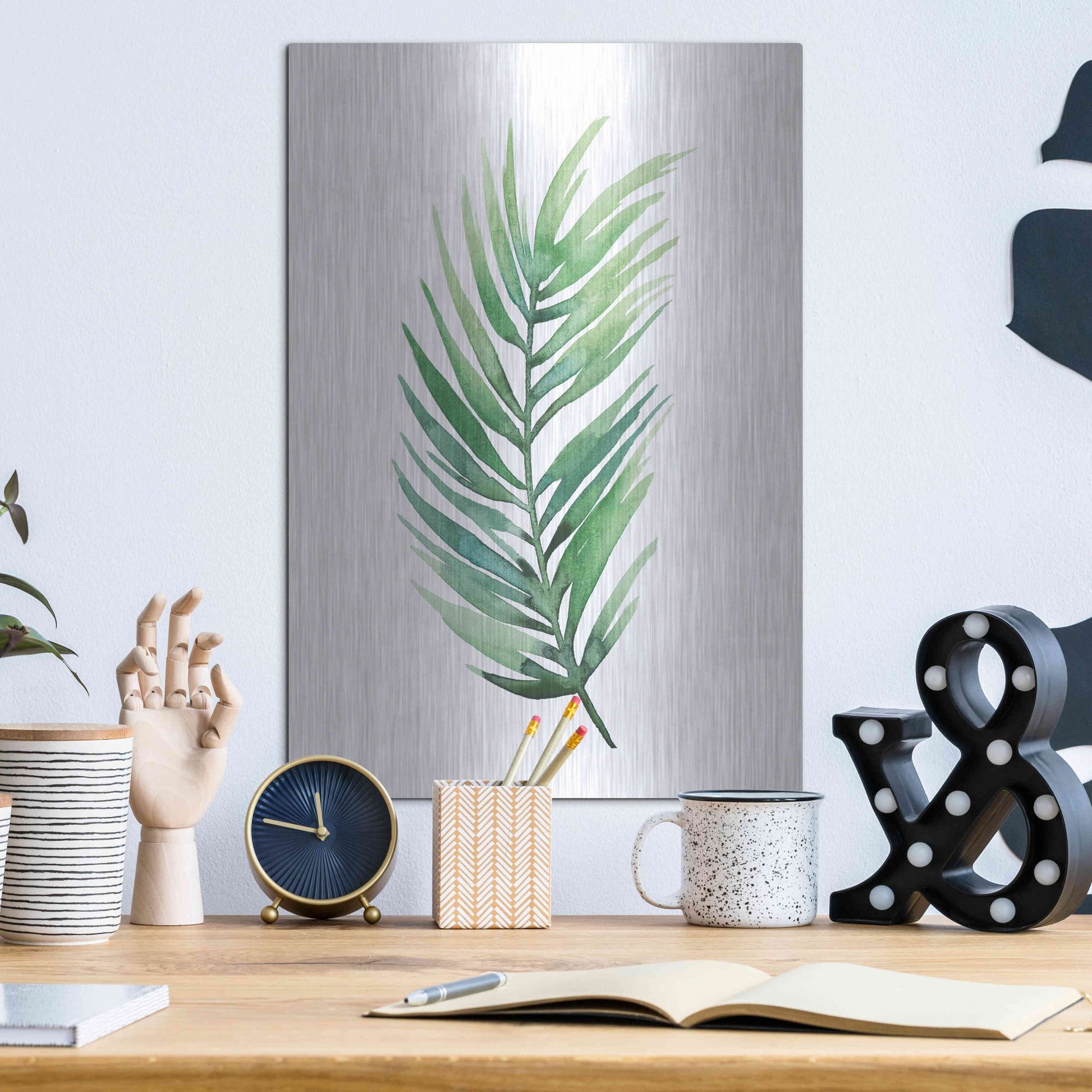 Luxe Metal Art 'Untethered Palm I' by Grace Popp, Metal Wall Art,12x16