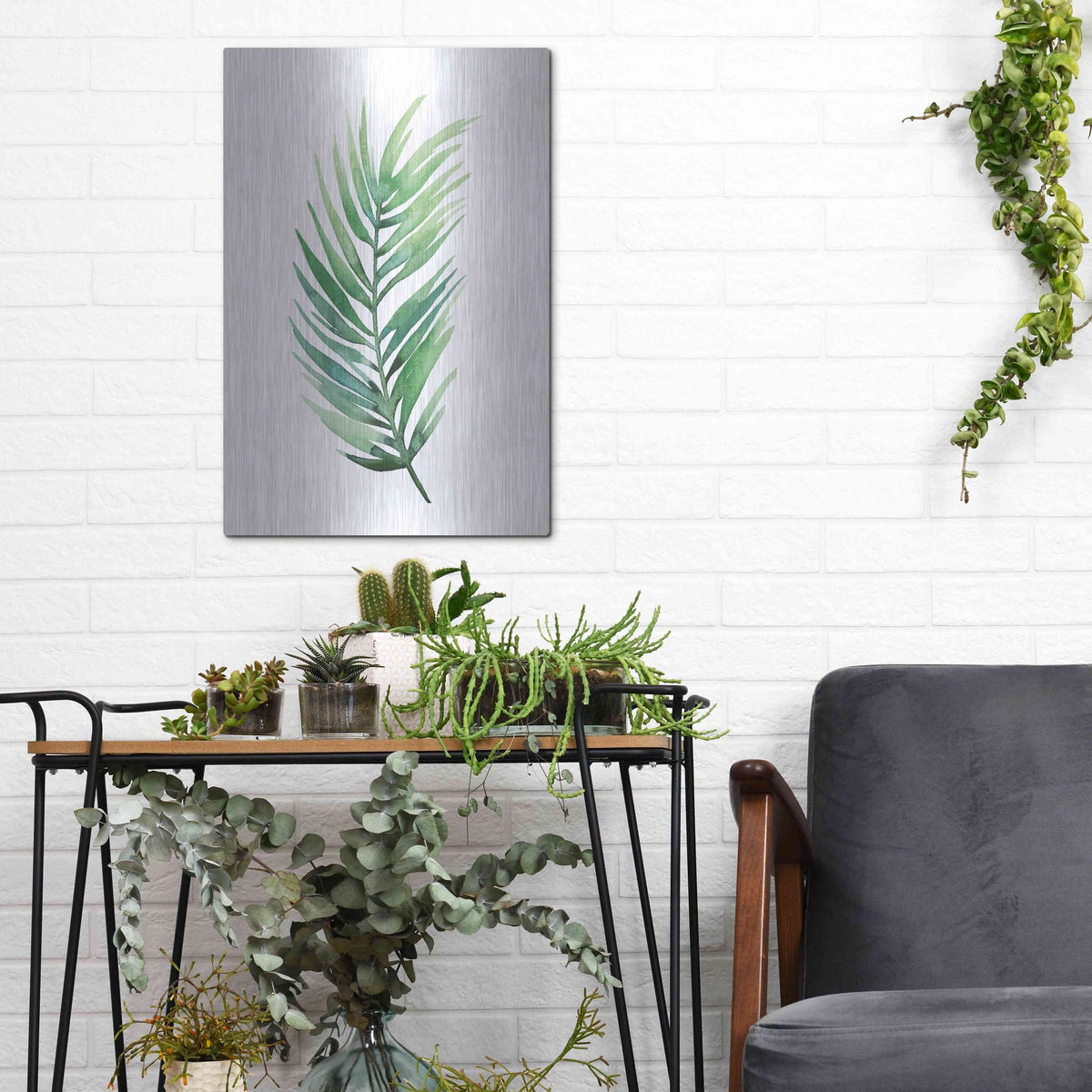 Luxe Metal Art 'Untethered Palm I' by Grace Popp, Metal Wall Art,12x16