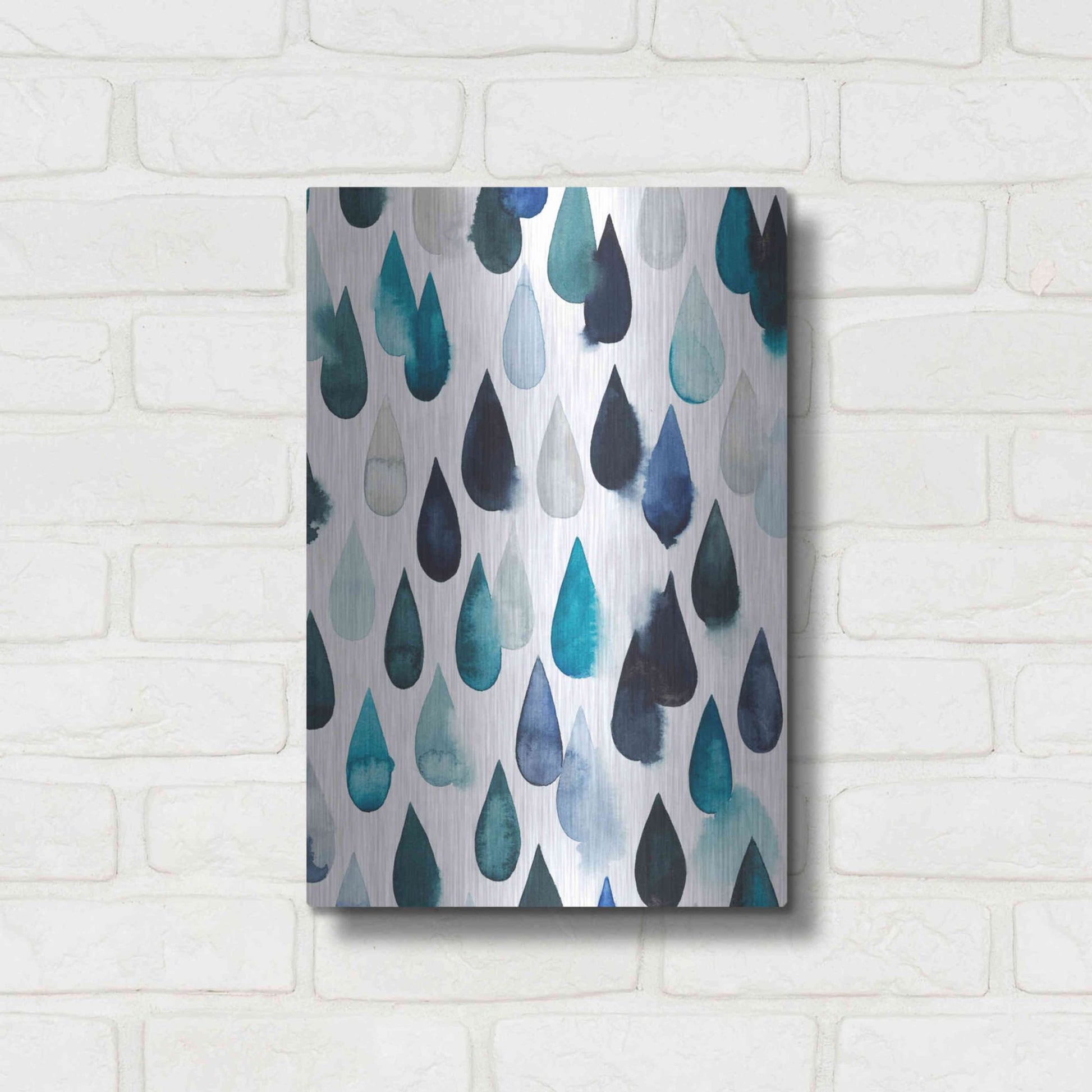 Luxe Metal Art 'Water Drops II' by Grace Popp, Metal Wall Art,12x16