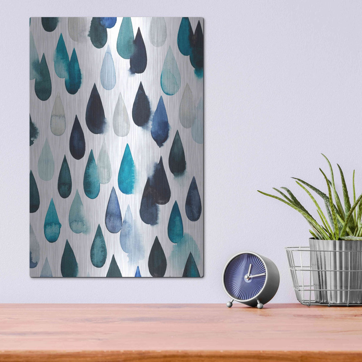 Luxe Metal Art 'Water Drops II' by Grace Popp, Metal Wall Art,12x16