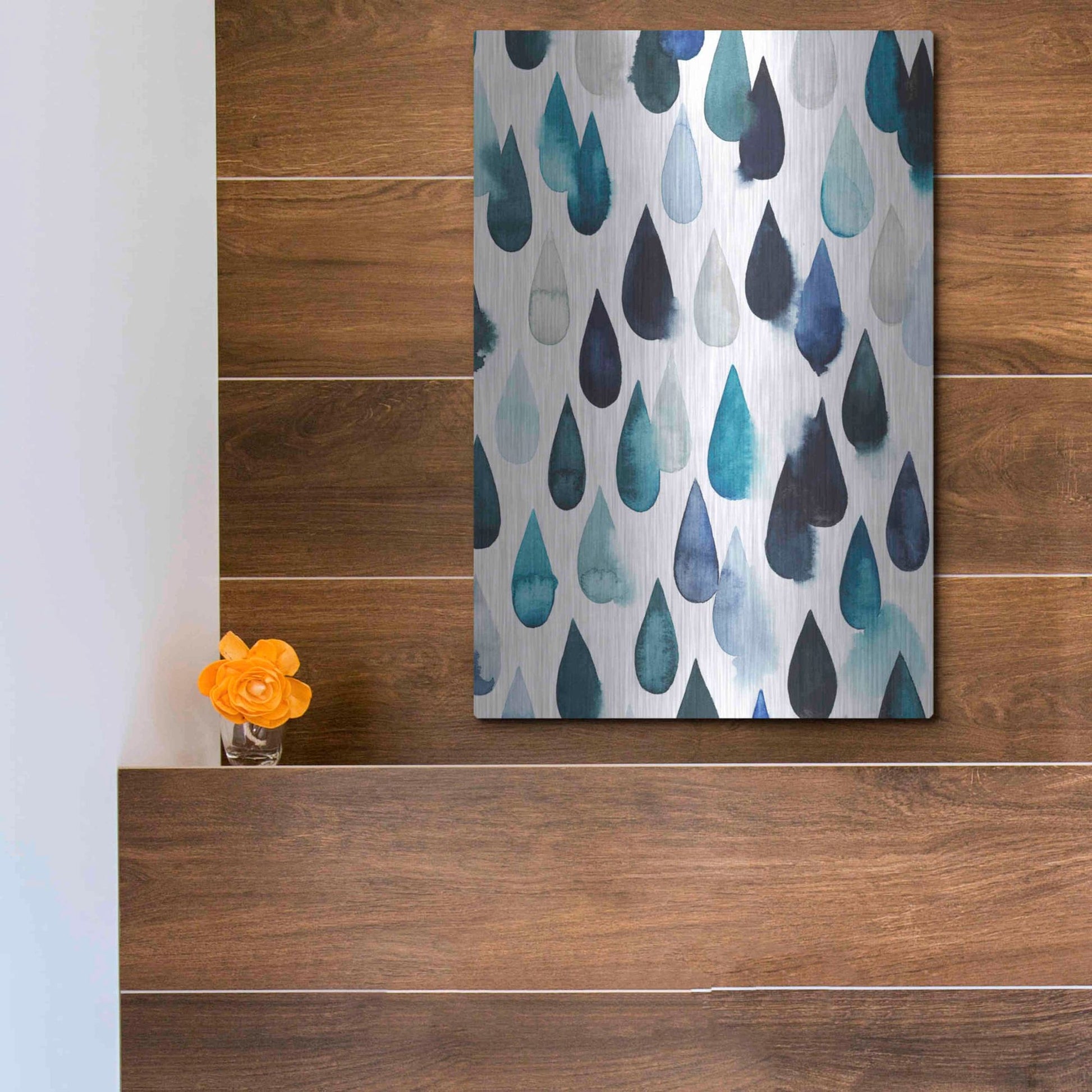 Luxe Metal Art 'Water Drops II' by Grace Popp, Metal Wall Art,12x16