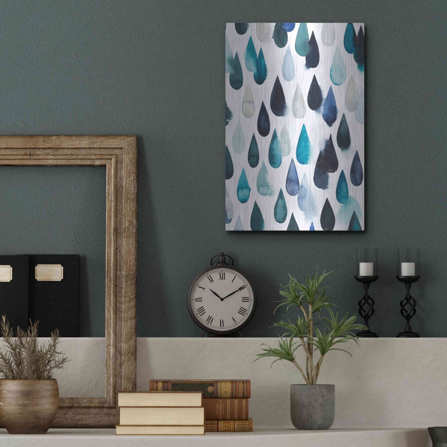 Luxe Metal Art 'Water Drops II' by Grace Popp, Metal Wall Art,12x16