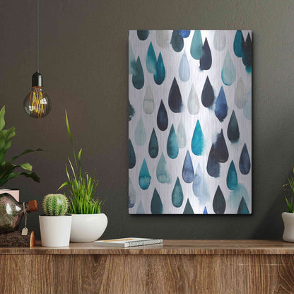 Luxe Metal Art 'Water Drops II' by Grace Popp, Metal Wall Art,12x16
