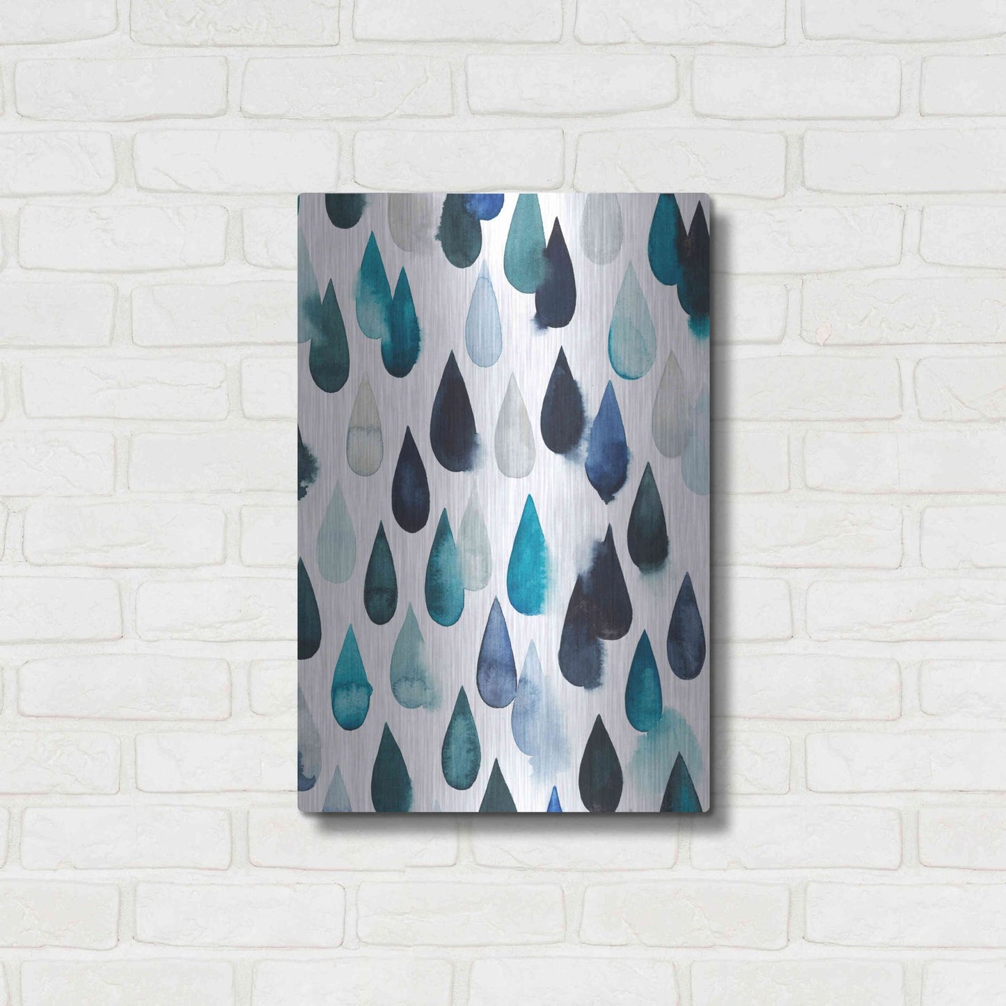 Luxe Metal Art 'Water Drops II' by Grace Popp, Metal Wall Art,16x24