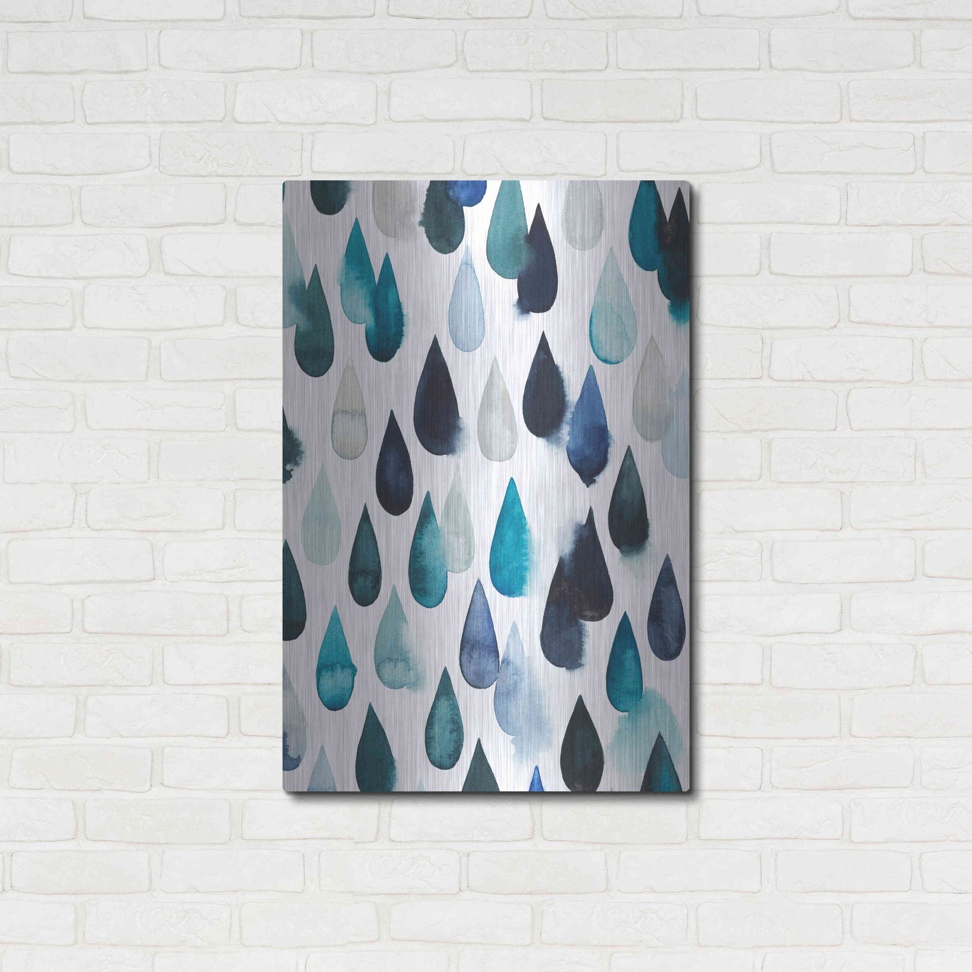 Luxe Metal Art 'Water Drops II' by Grace Popp, Metal Wall Art,24x36