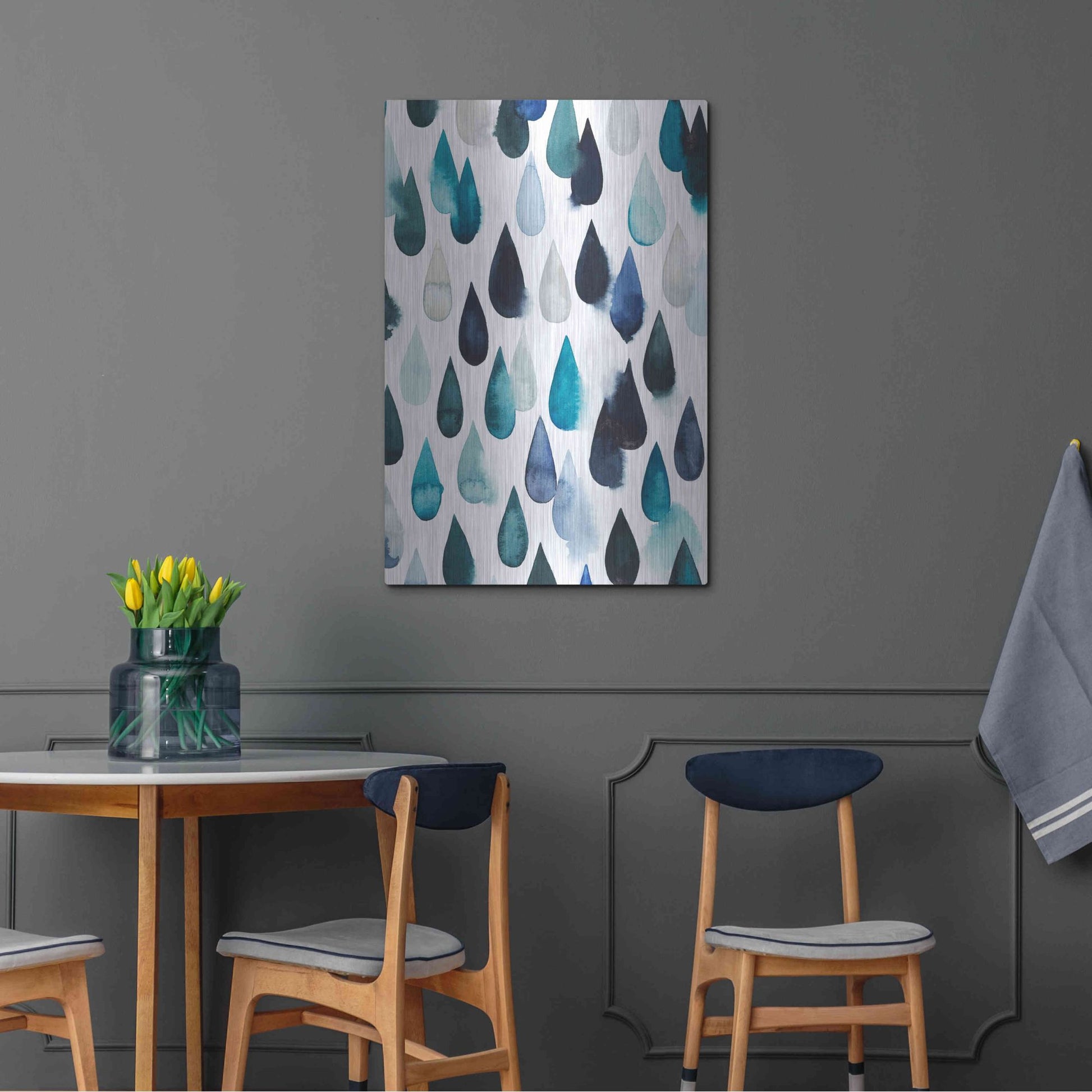 Luxe Metal Art 'Water Drops II' by Grace Popp, Metal Wall Art,24x36