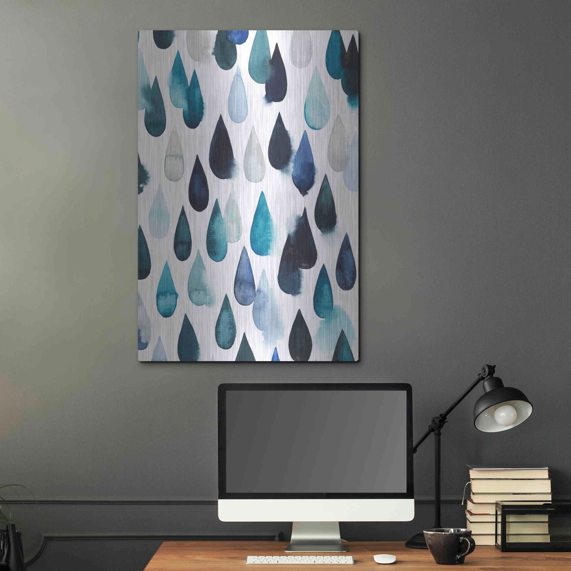 Luxe Metal Art 'Water Drops II' by Grace Popp, Metal Wall Art,24x36