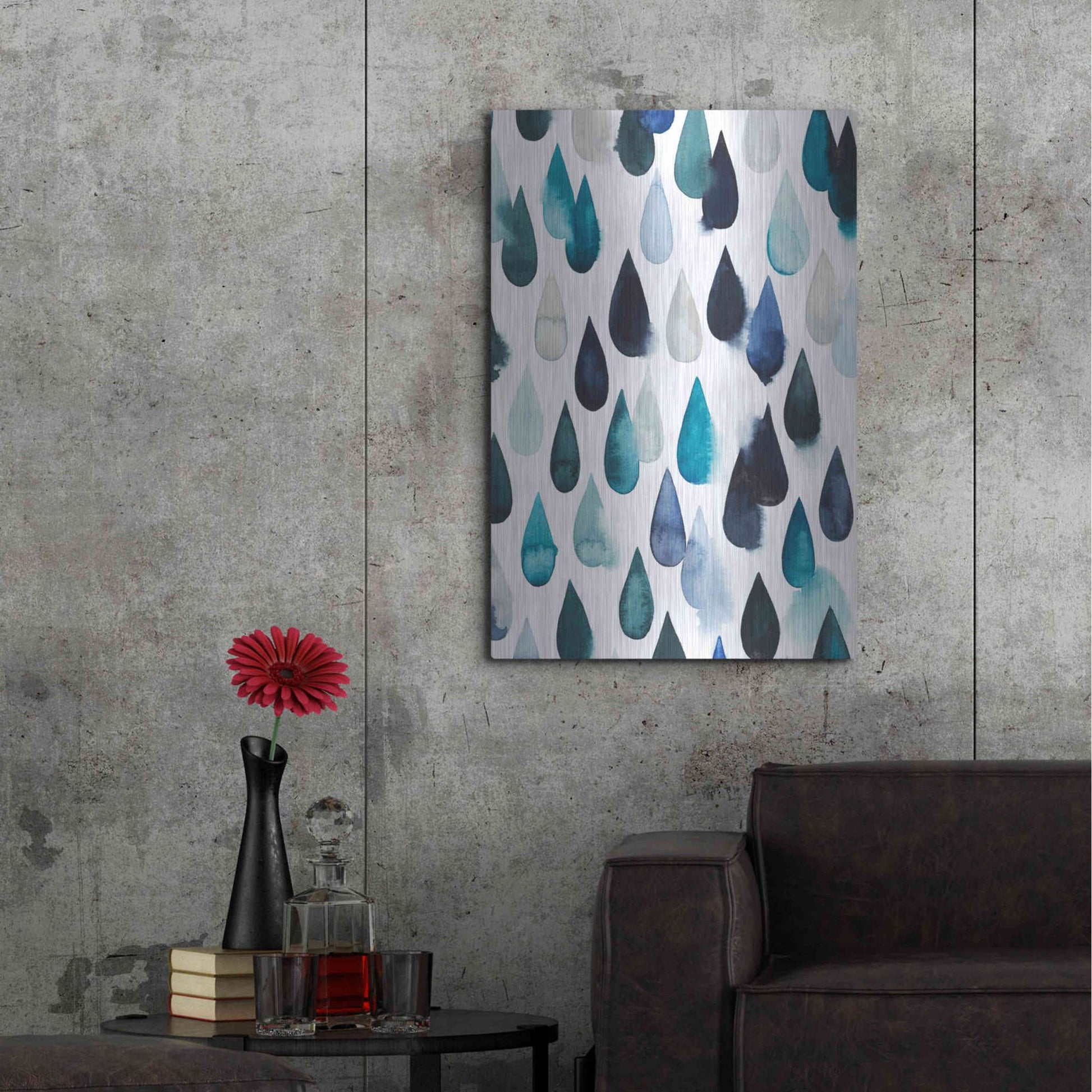 Luxe Metal Art 'Water Drops II' by Grace Popp, Metal Wall Art,24x36