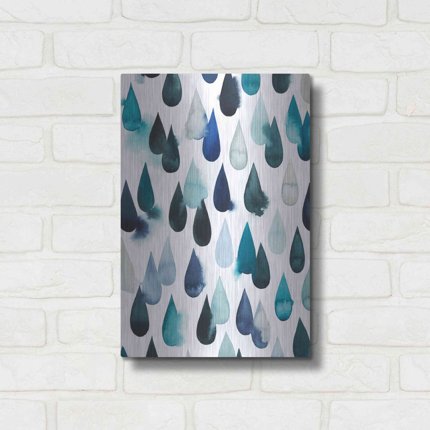 Luxe Metal Art 'Water Drops I' by Grace Popp, Metal Wall Art,12x16