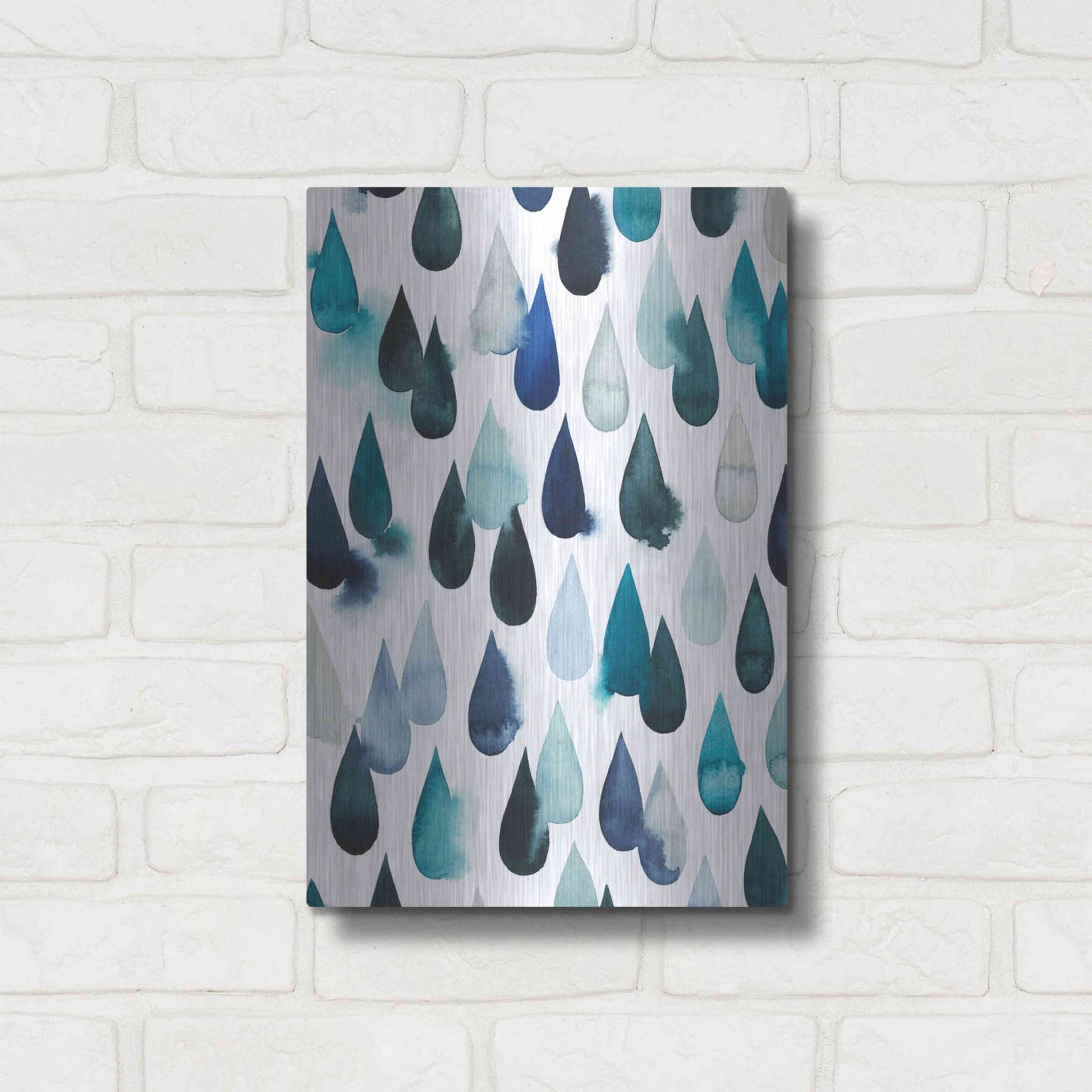 Luxe Metal Art 'Water Drops I' by Grace Popp, Metal Wall Art,12x16