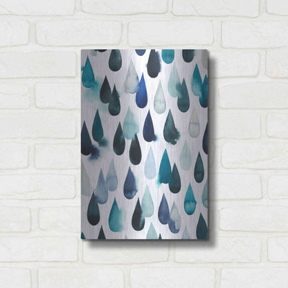 Luxe Metal Art 'Water Drops I' by Grace Popp, Metal Wall Art,12x16