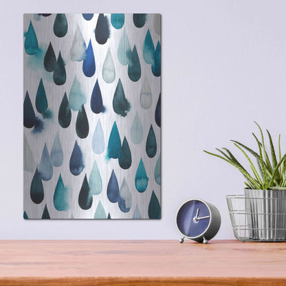 Luxe Metal Art 'Water Drops I' by Grace Popp, Metal Wall Art,12x16