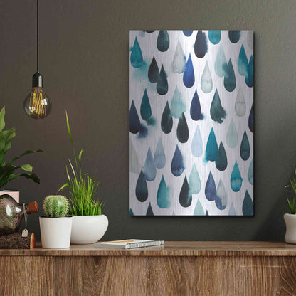 Luxe Metal Art 'Water Drops I' by Grace Popp, Metal Wall Art,12x16
