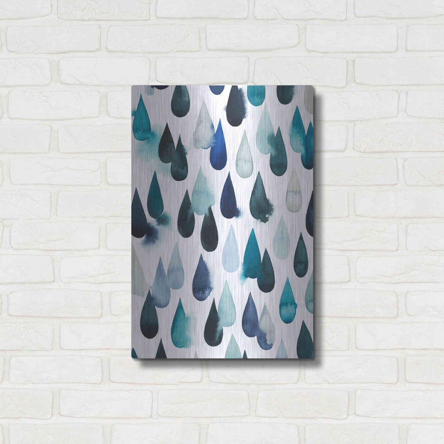 Luxe Metal Art 'Water Drops I' by Grace Popp, Metal Wall Art,16x24
